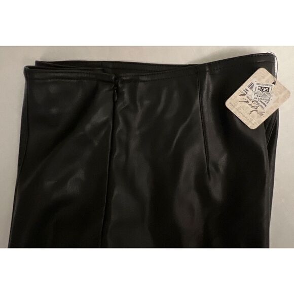Free People Womens Sz 29 Black Faux Leather Spitfire Stacked Skinny Leggings - Picture 9 of 11